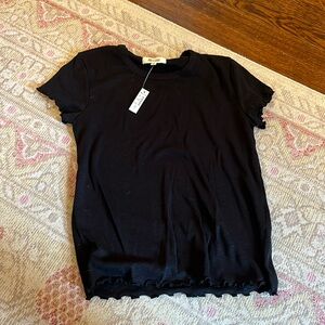 Madewell ruffle trim black tee